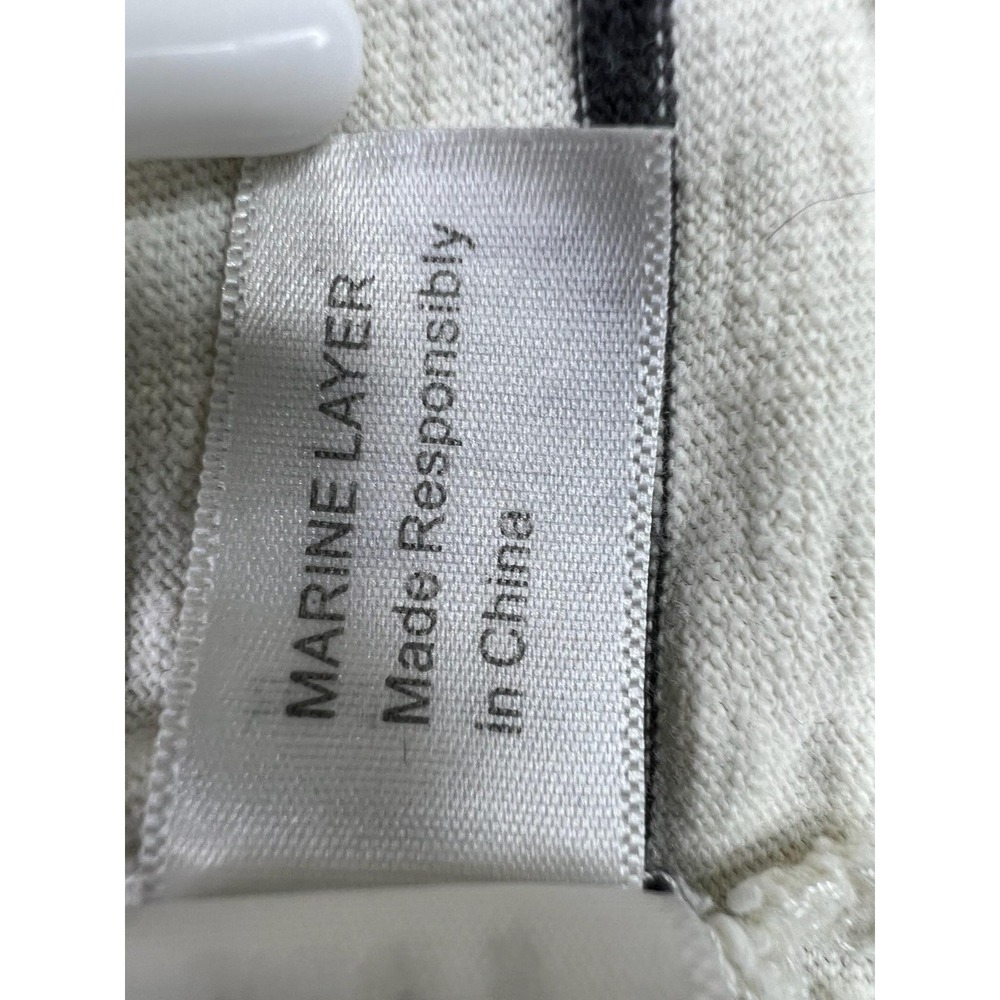 Marine Layer Shirt Womens Large White Stripe Vintage Slub Cropped Tee - Picture 7 of 9